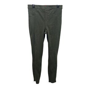 Spanx Olive Green High-Waisted Skinny Pants With Pockets Large Stretch Fabric